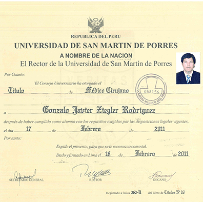 Título Médico dr gonzalo ziegler